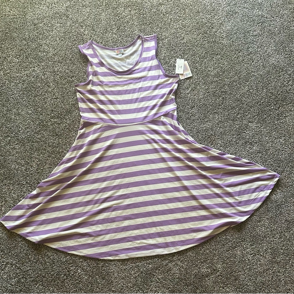 LuLaRoe Purple and White Nicki Dress